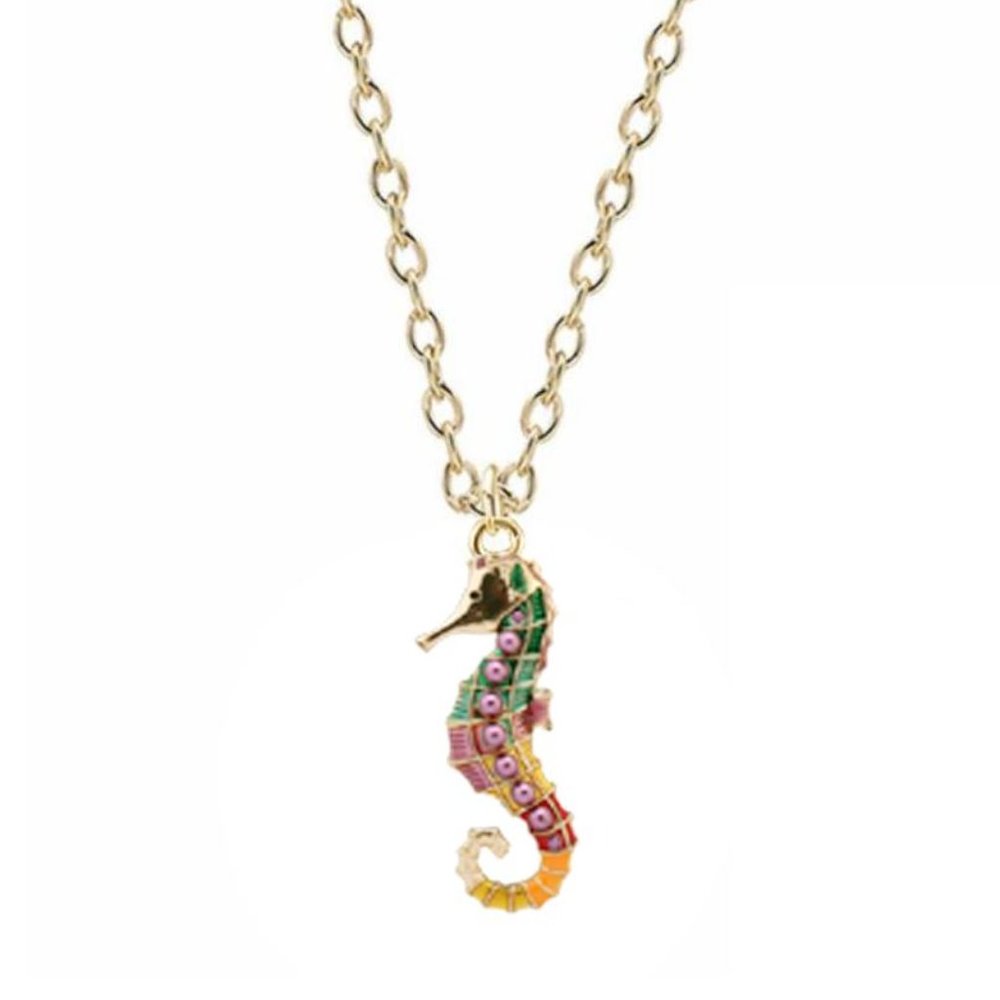 Beautiful Golden Tone Seahorse Necklace Chic Gift